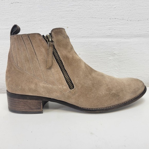 Paul Green‎ Women's Size 9 Brown Suede Leather Zip Ankle Chelsea Heeled Boots - Picture 2 of 15